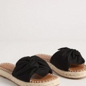 Torrid Black Espadrille Knotted Slides